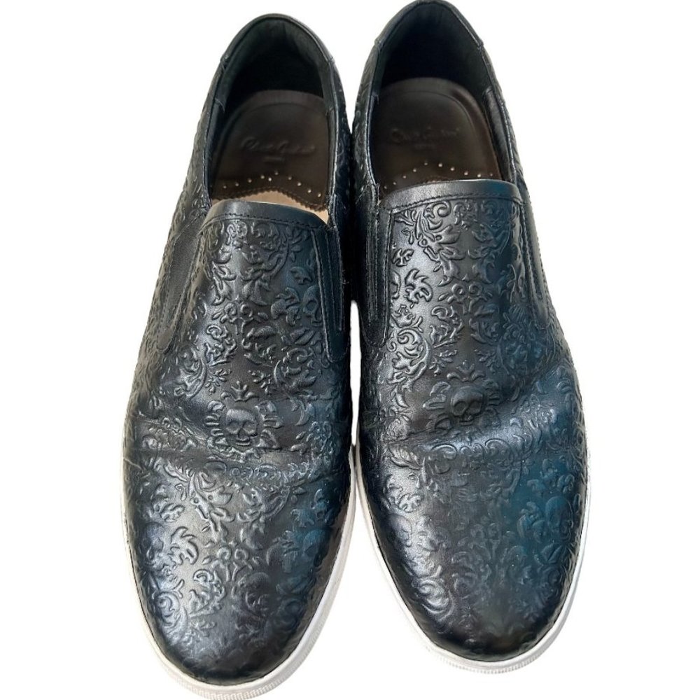 Robert Graham Skull Embossed Leather Slip Ons Men's size 11